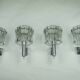 Set of four large Murano glass elements and chromed brass sconces, Italy 60