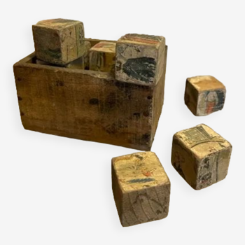 Set of 14 wooden cubes 1920/30 toy