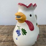 Ceramic rooster pitcher decorated with vintage flowers