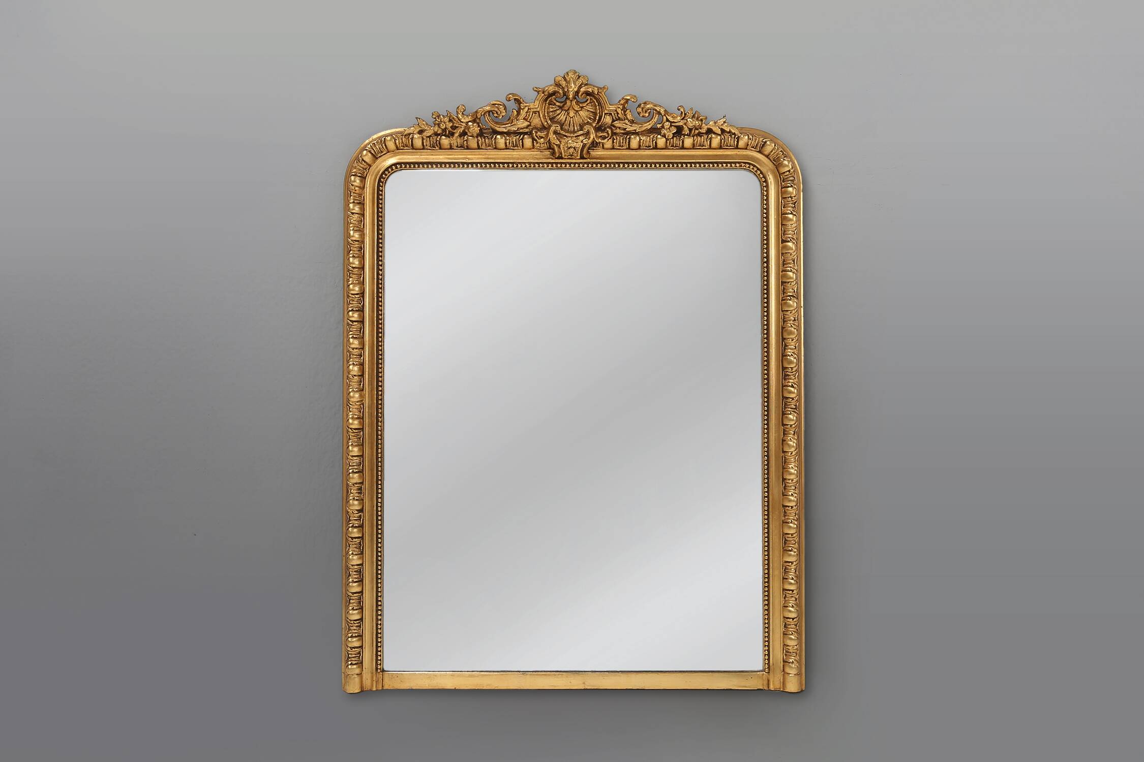 Large French antique gilt wooden chimney mirror, ca 1890