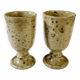 Pair of enamelled stoneware mazagrans
