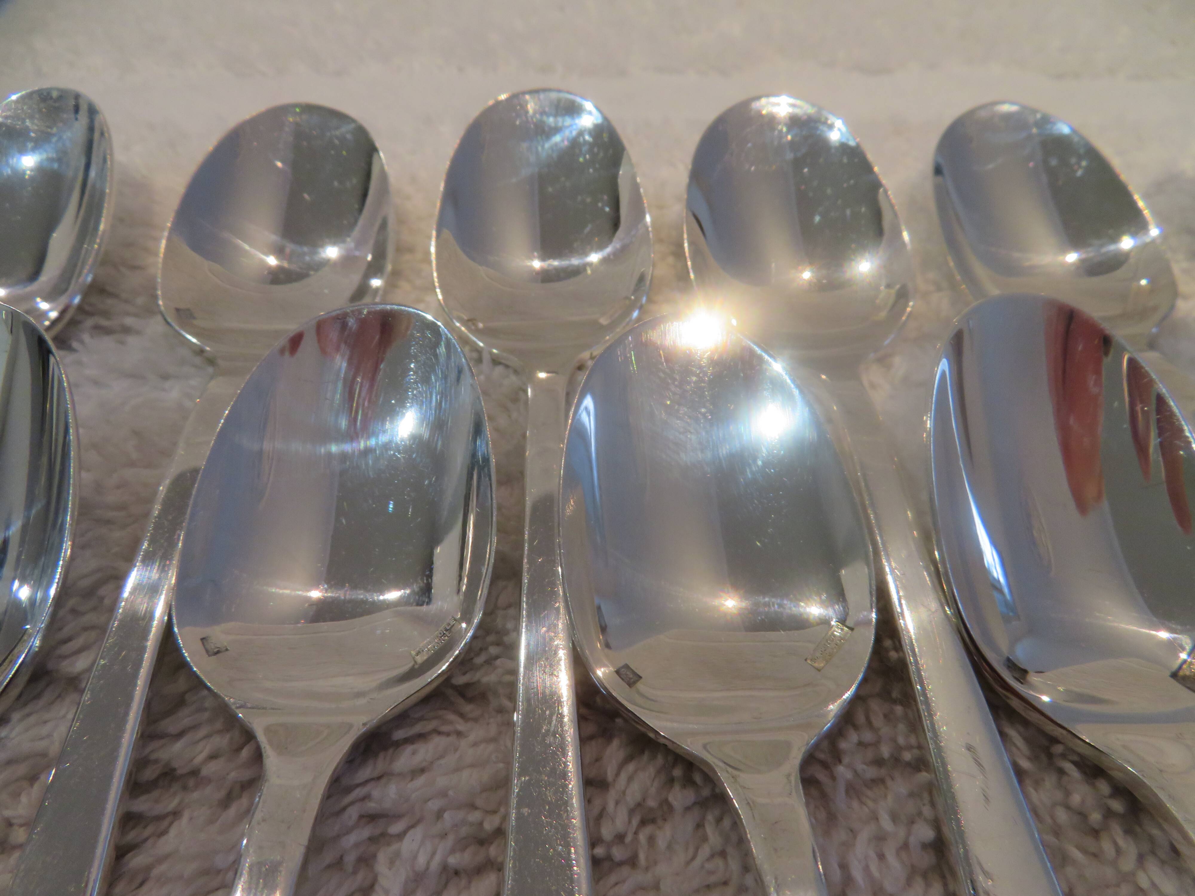 12 Christofle Concorde silver-plated mocha spoons, 10.1 cm