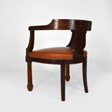 Empire, mahogany and leather office armchair, 19th century