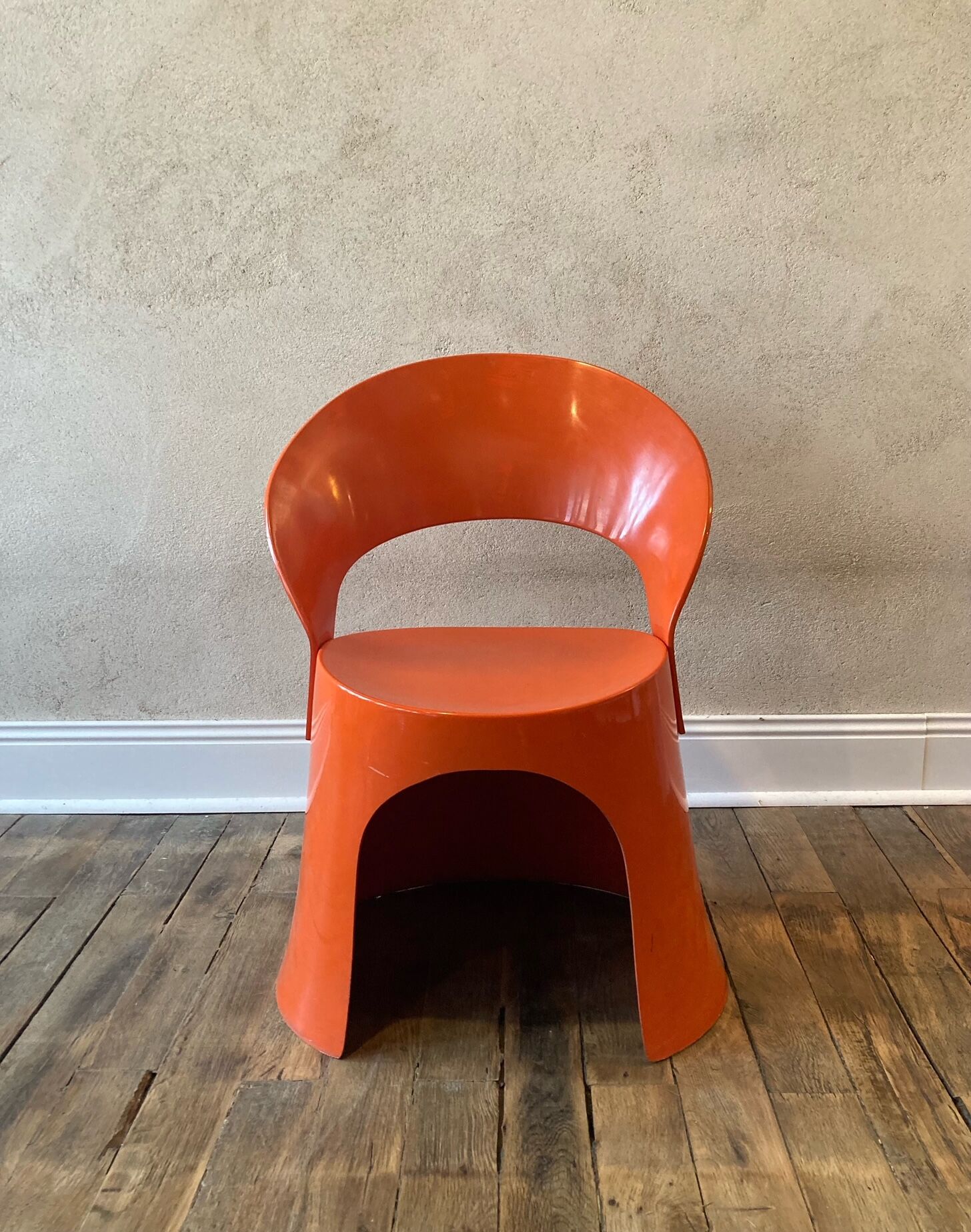 Nanna Ditzel, chair model OD 5301 in orange lacquered fiberglass
