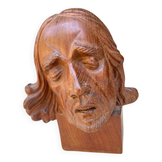 Carved wooden subject by Ferdinand PARPAN representing Christ