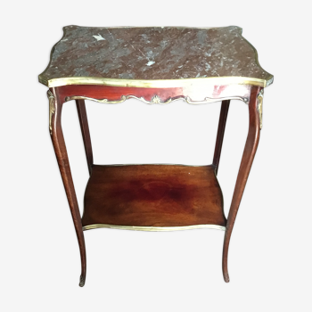 Table de salon en bois à plateau de marbre