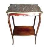 Wooden living room table with marble top