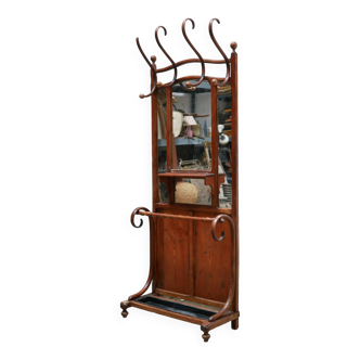 Antique wooden cloakroom coat rack