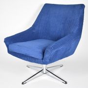 Vintage Cord armchair Shell, Deutsche Democratic Republic, DDR, 1960s, Blue