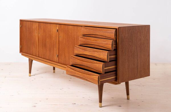 Buffet Sven Andersen en teck, moderne scandinave, moderne du milieu du siècle, années 1950