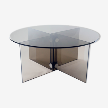 Vintage coffe table with smoked glass, italy 1970's