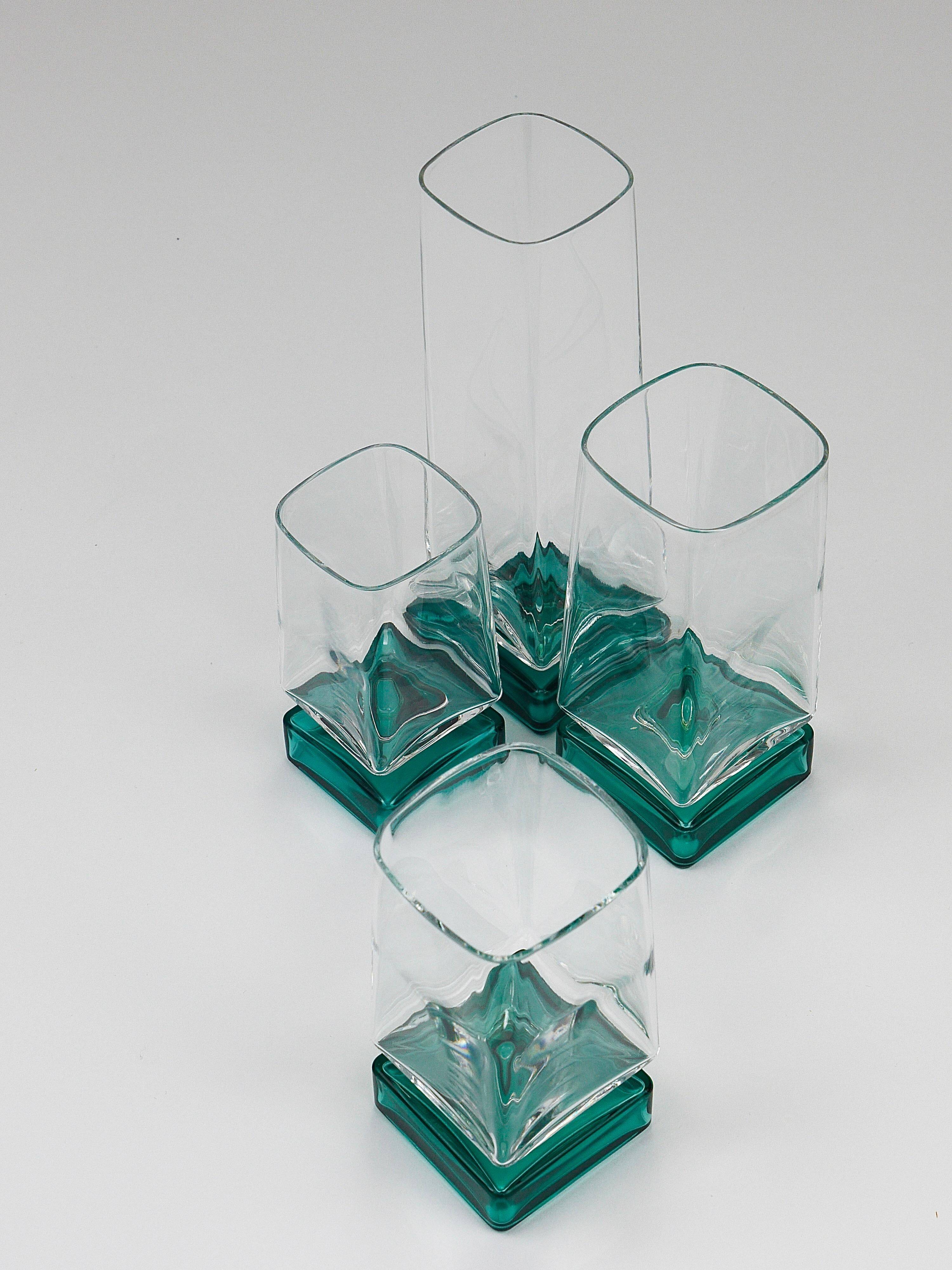 Set of 24 Luigi Bormioli Postmodern Light & Music Monet glasses, Italy, 1980s.