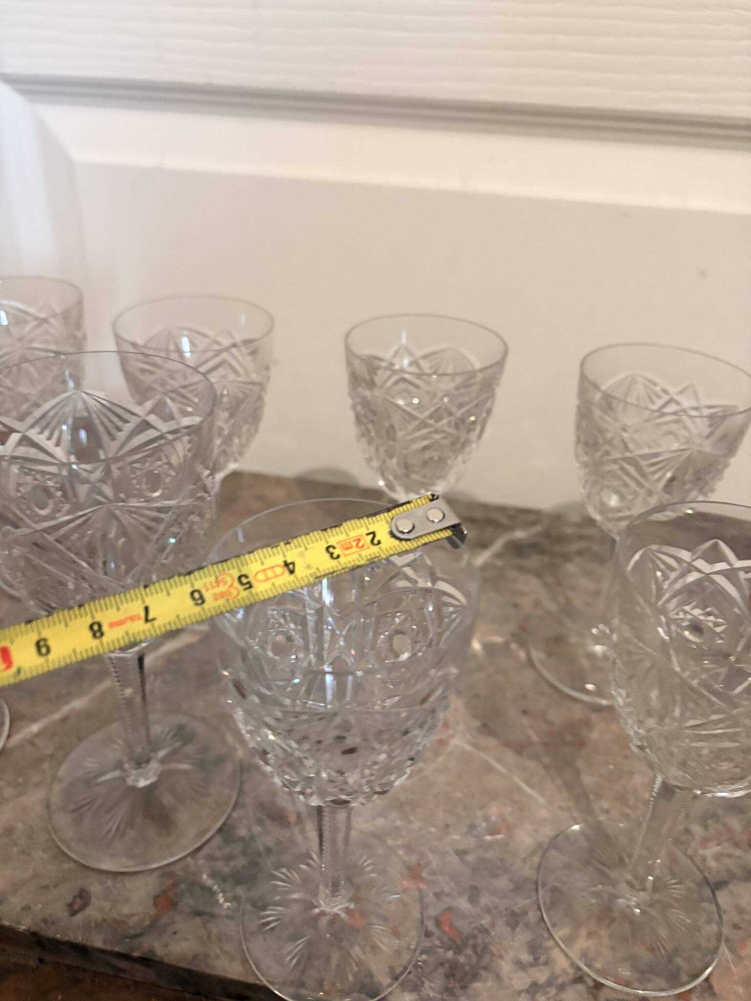 Vintage Service Set 9 Glasses Liqueur Wine Water Baccarat Crystal Lagny