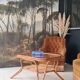 Rattan and glass coffee table