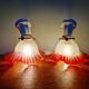 Pair of porcelain and scalloped glass wall sconces, 1920s-30s