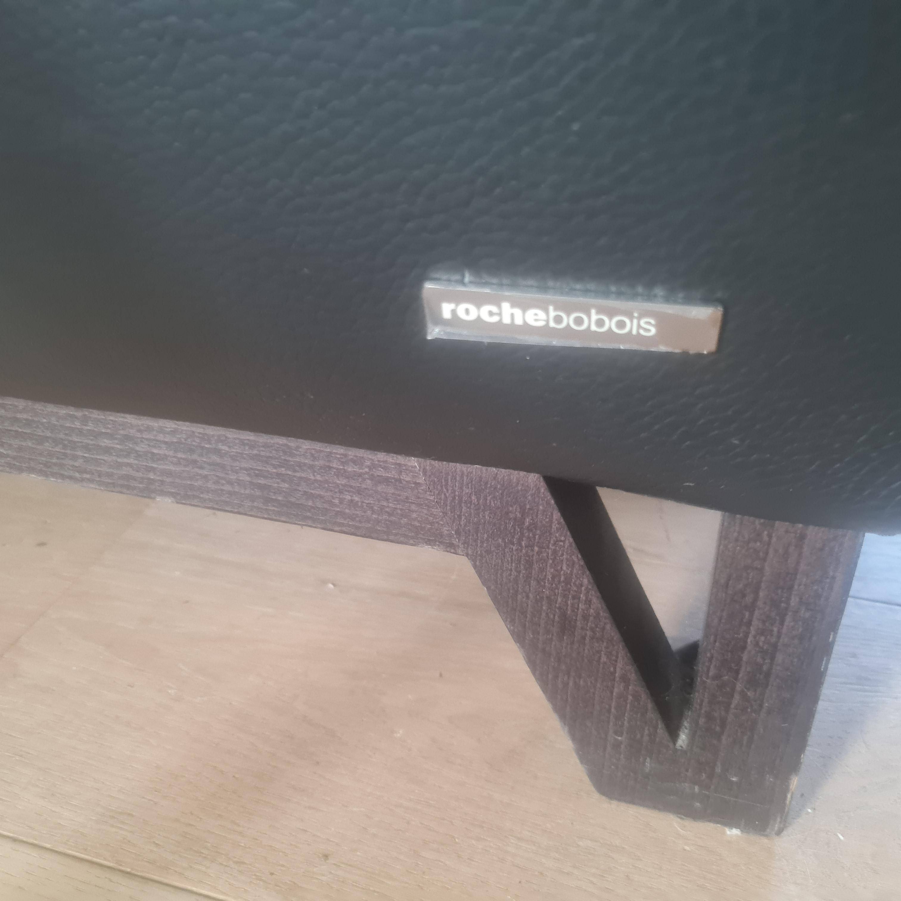 Canapé Roche Bobois cuir noir 3 places 210 cms