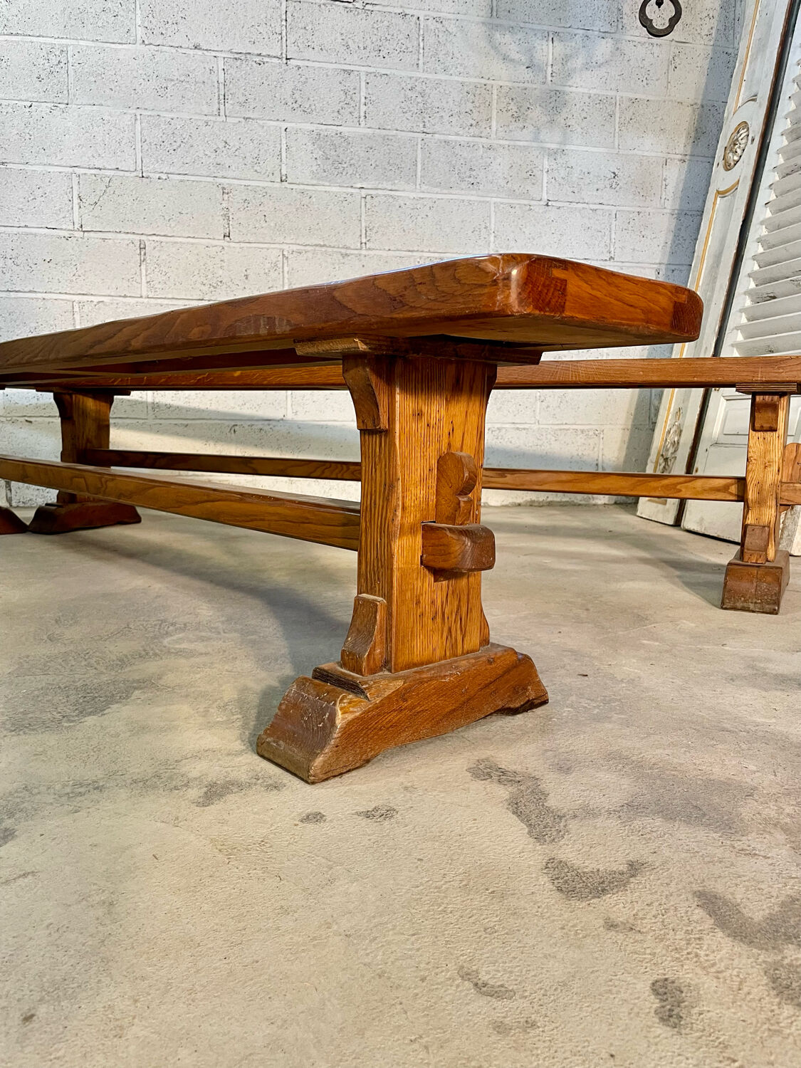 Pair of solid oak benches