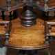 Victorian oak library table, two levels, pokerwork top.
