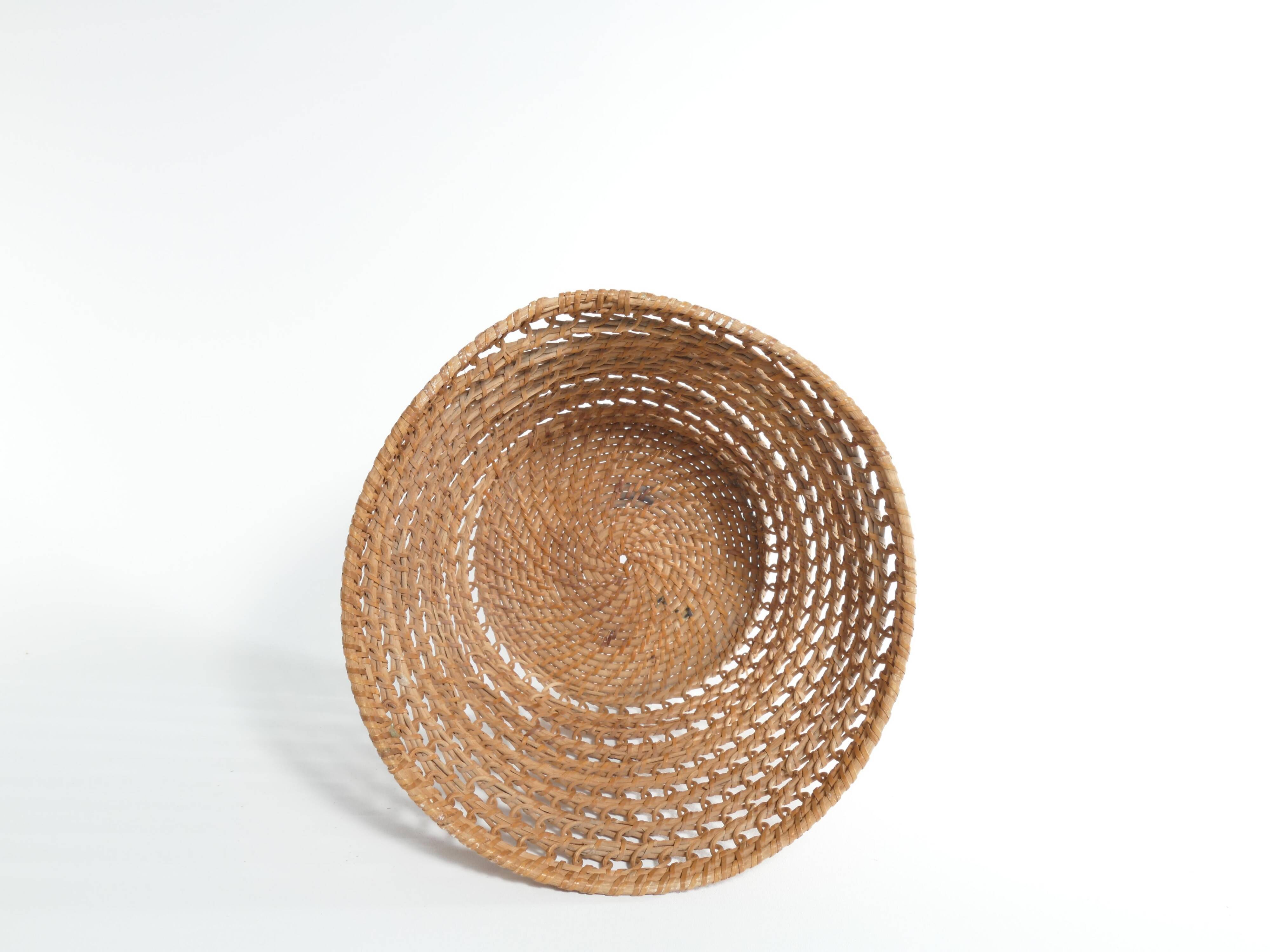 Mid-Century Modern Wicker Wastebasket
