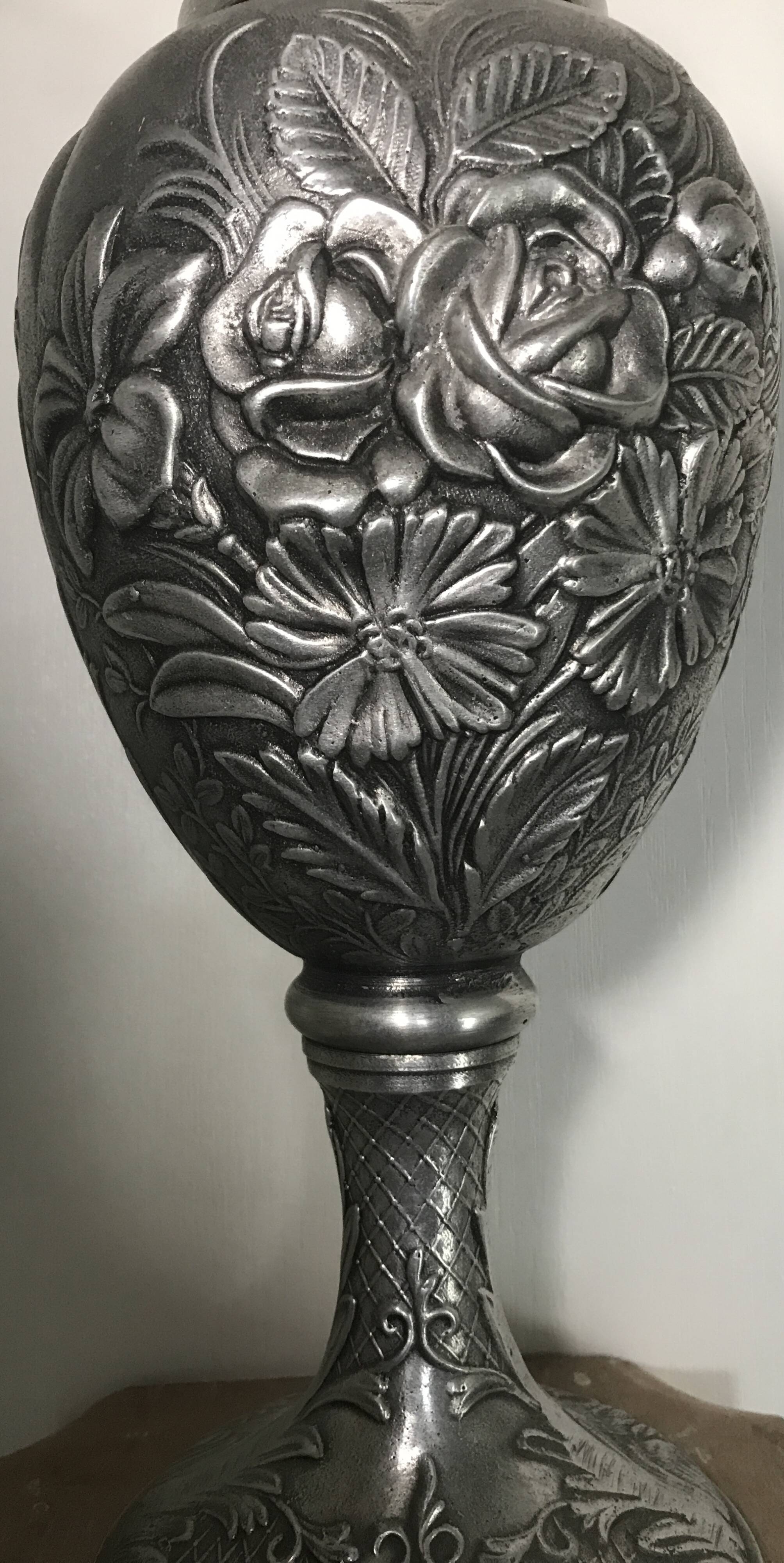 Ewer, Mauro Manetti art foundry, floral embossed decoration and bird's head handle