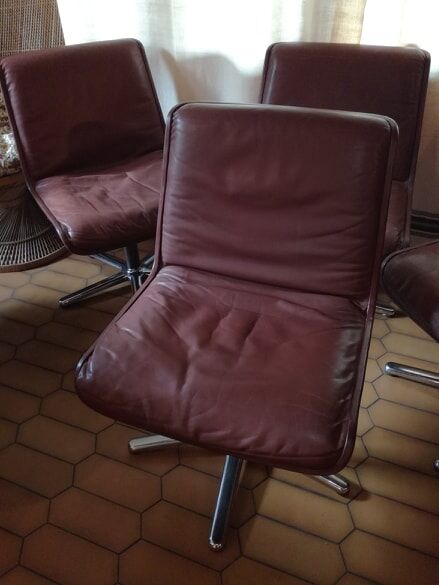 Set of four leather chairs Wilkhahn Germany design 1981