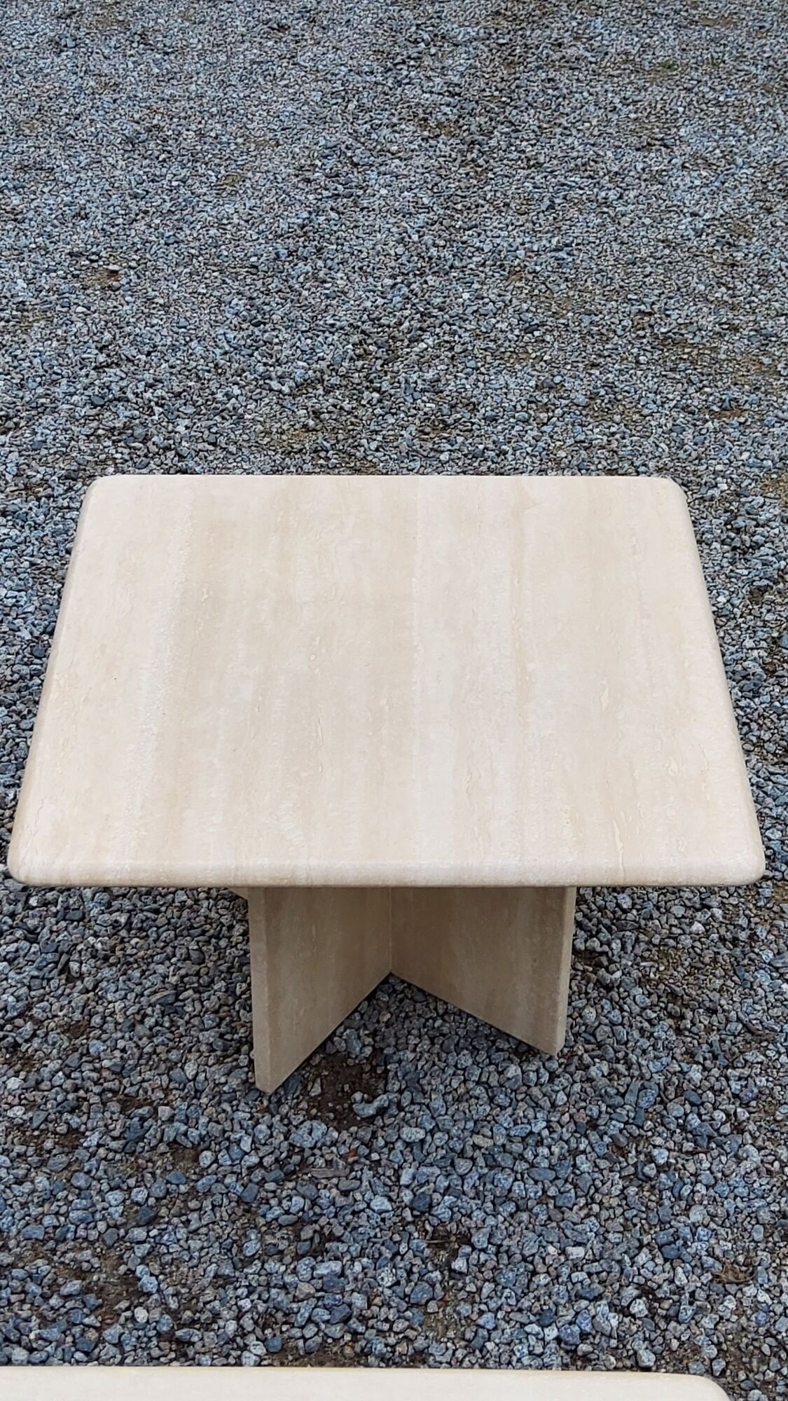 Set of 3 travertine trundle coffee tables from the 70s