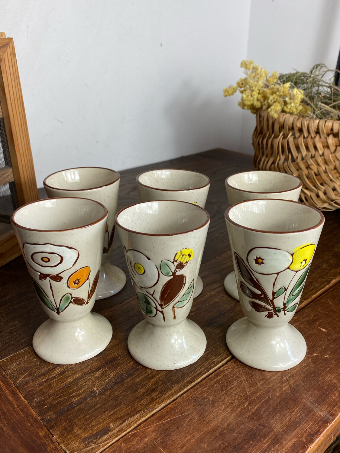Six stoneware mazagrans