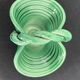 Vintage, woven basket, green, glazed earthenware, grooves, stylized, décor, French decoration, Fran