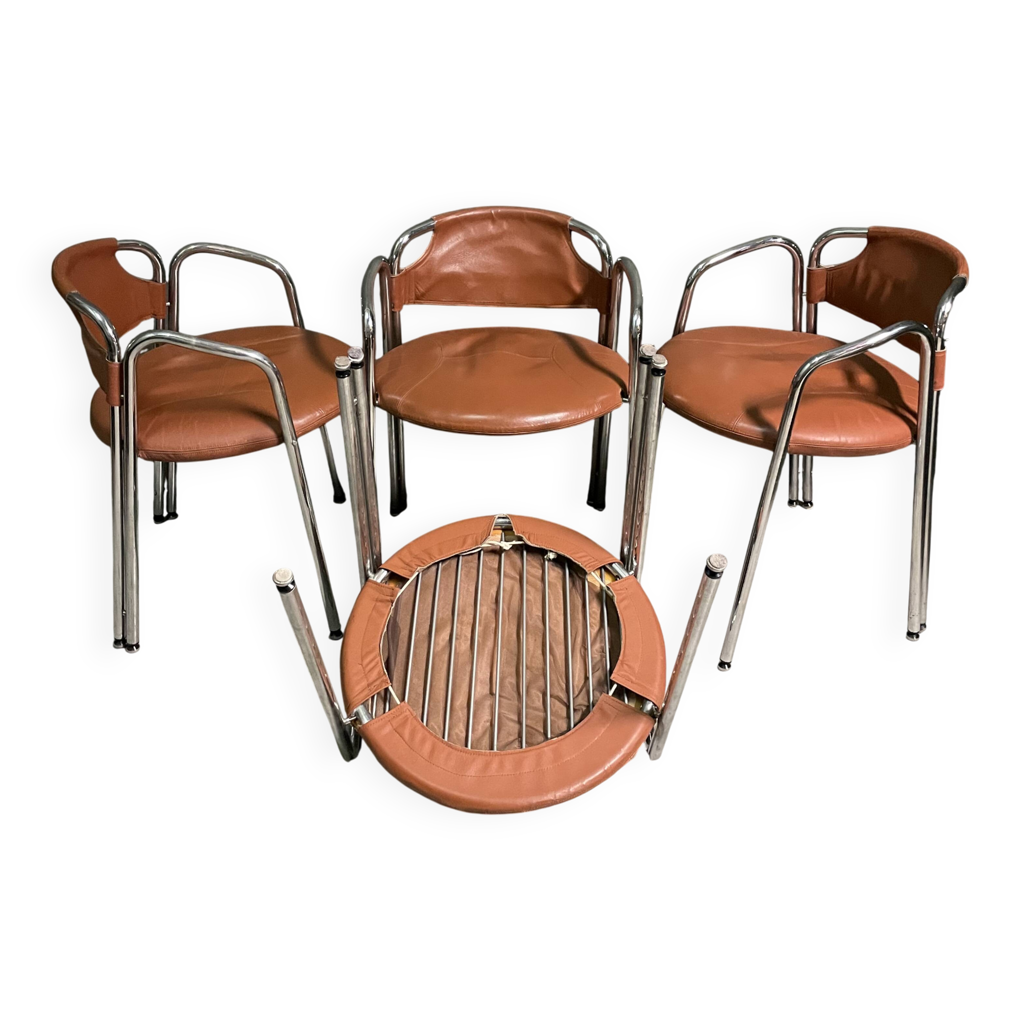 Set of 4 Italian designer chairs 1970's