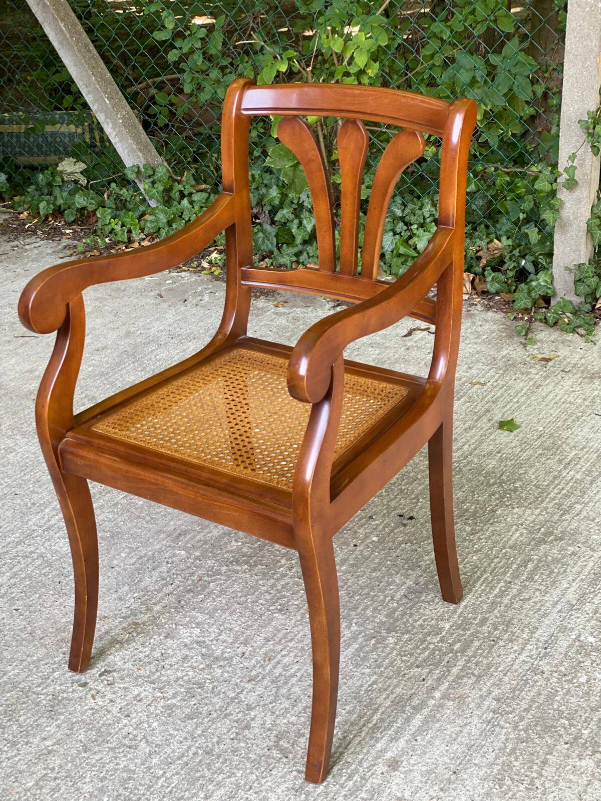 Regency office chair in solid wood and Louis Philippe canework