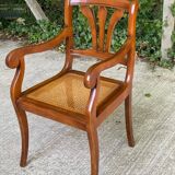 Regency office chair in solid wood and Louis Philippe canework