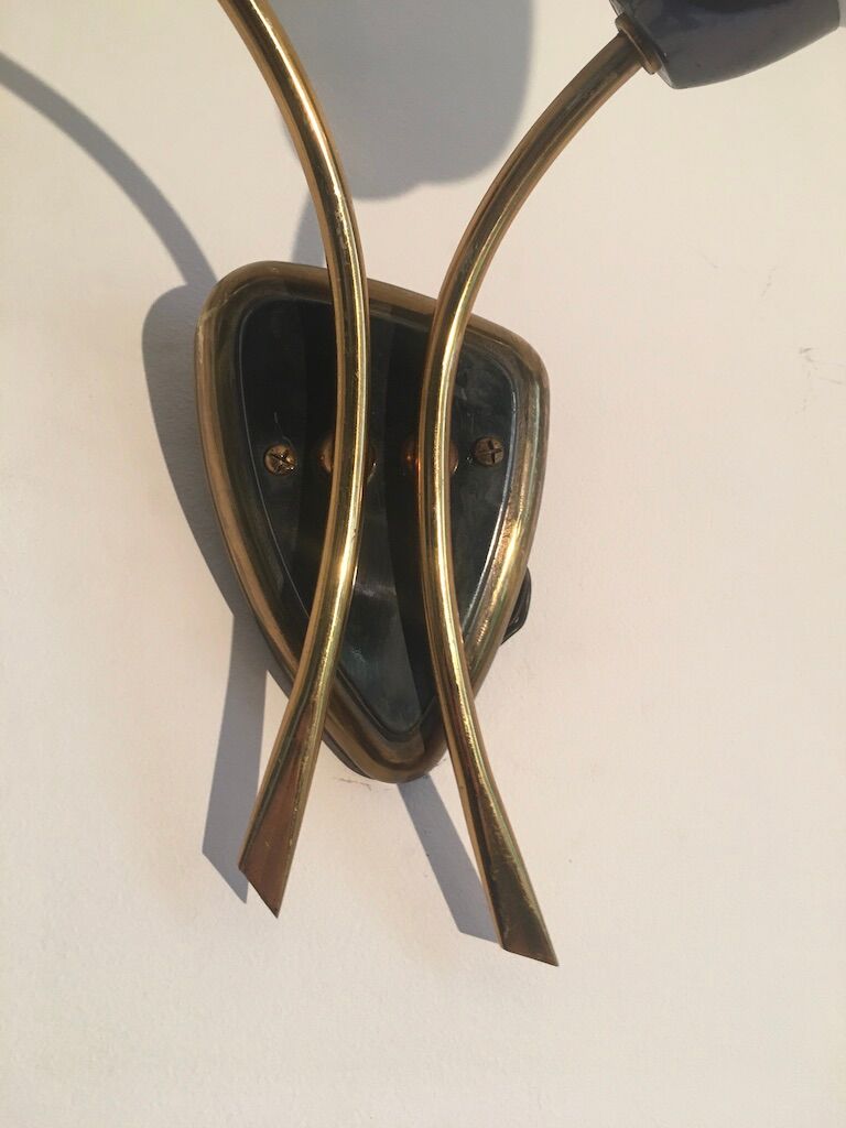 Pair of sconces opaline and brass 50s