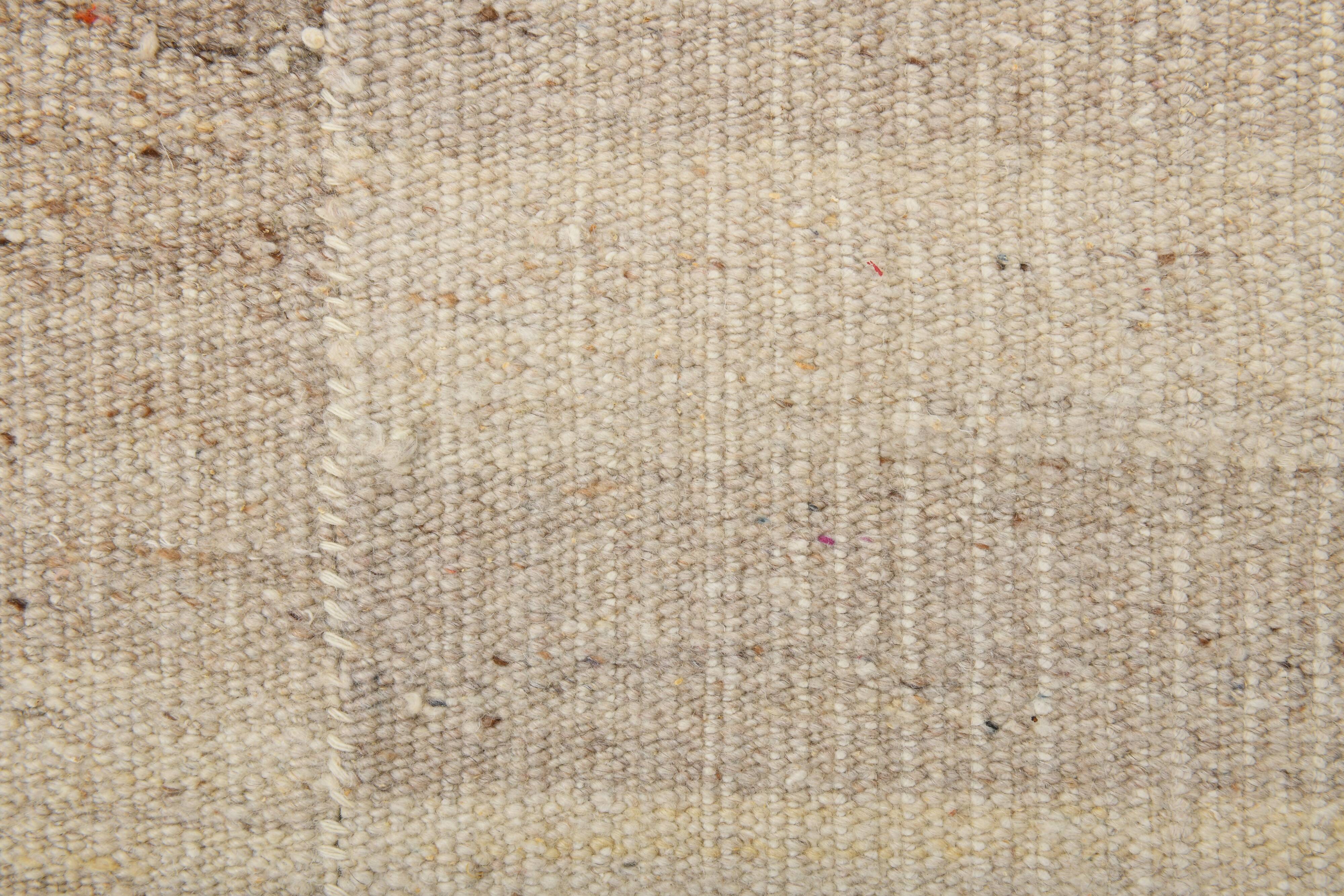 Striped Pattern Brown & Cream Vintage Kilim Rug, 220x300Cm