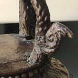 Cloche de temple antique/décor lord ganesh feng-shui. en bronze patiné brune