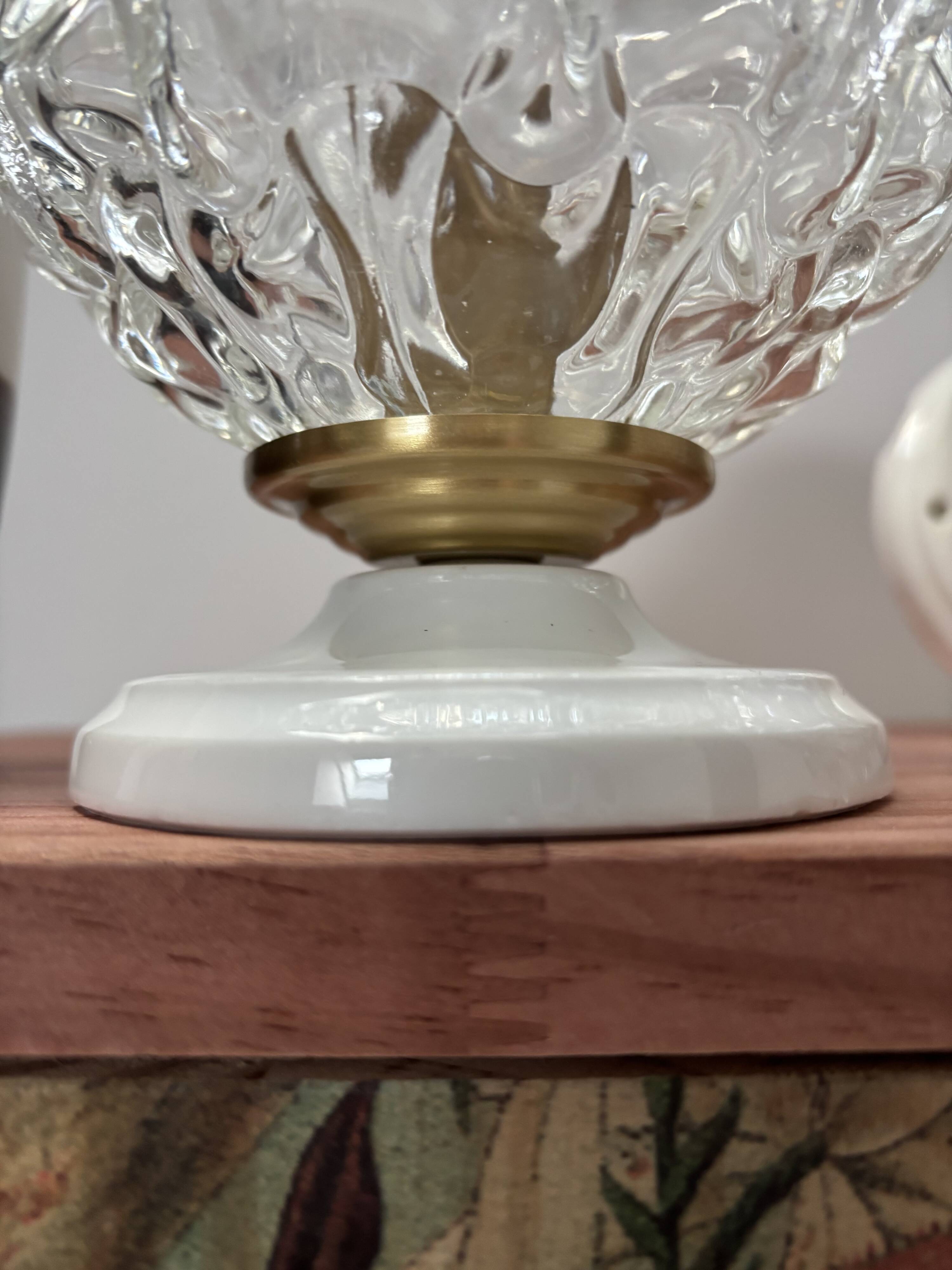 Pair of vintage globe wall lights in cut glass