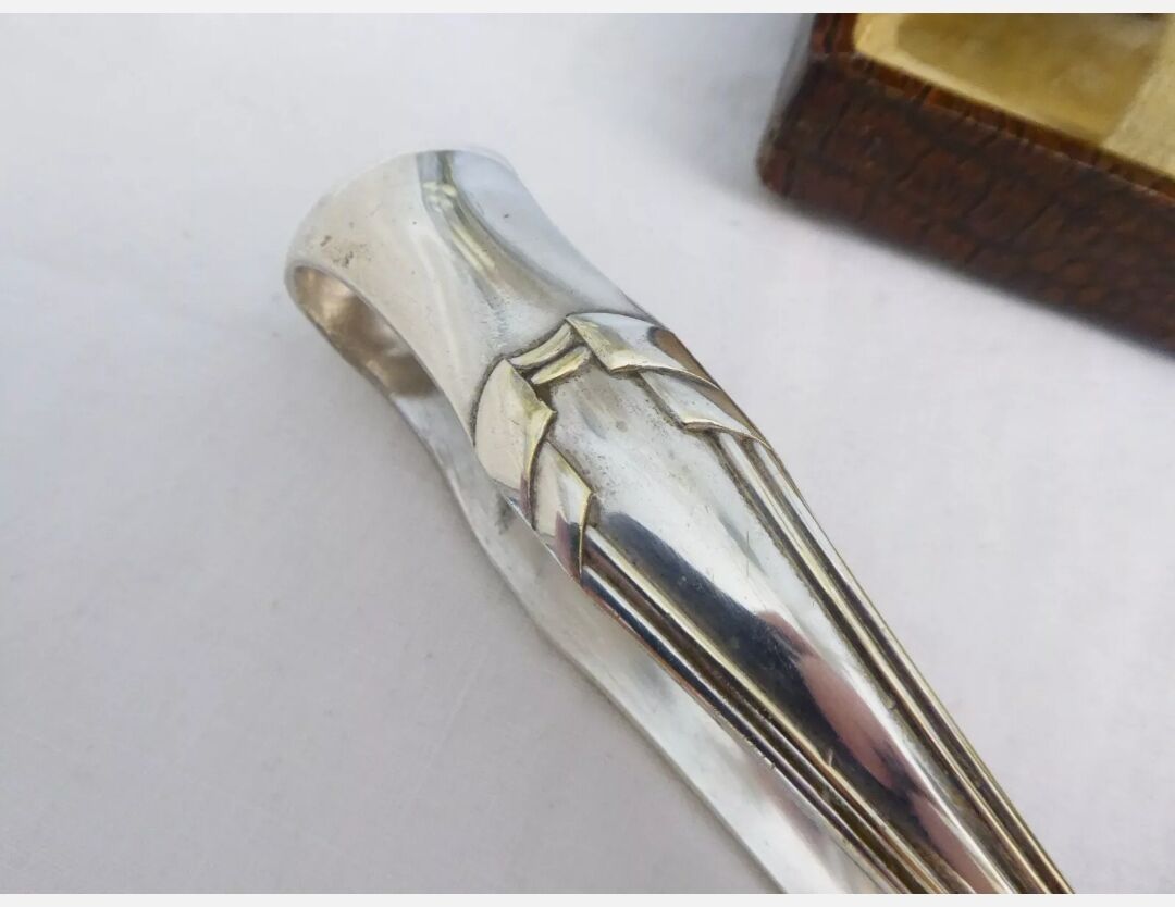 Silver metal sugar clamp in its case