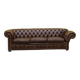 Chesterfield 3-seater sofa – Handmade brown leather