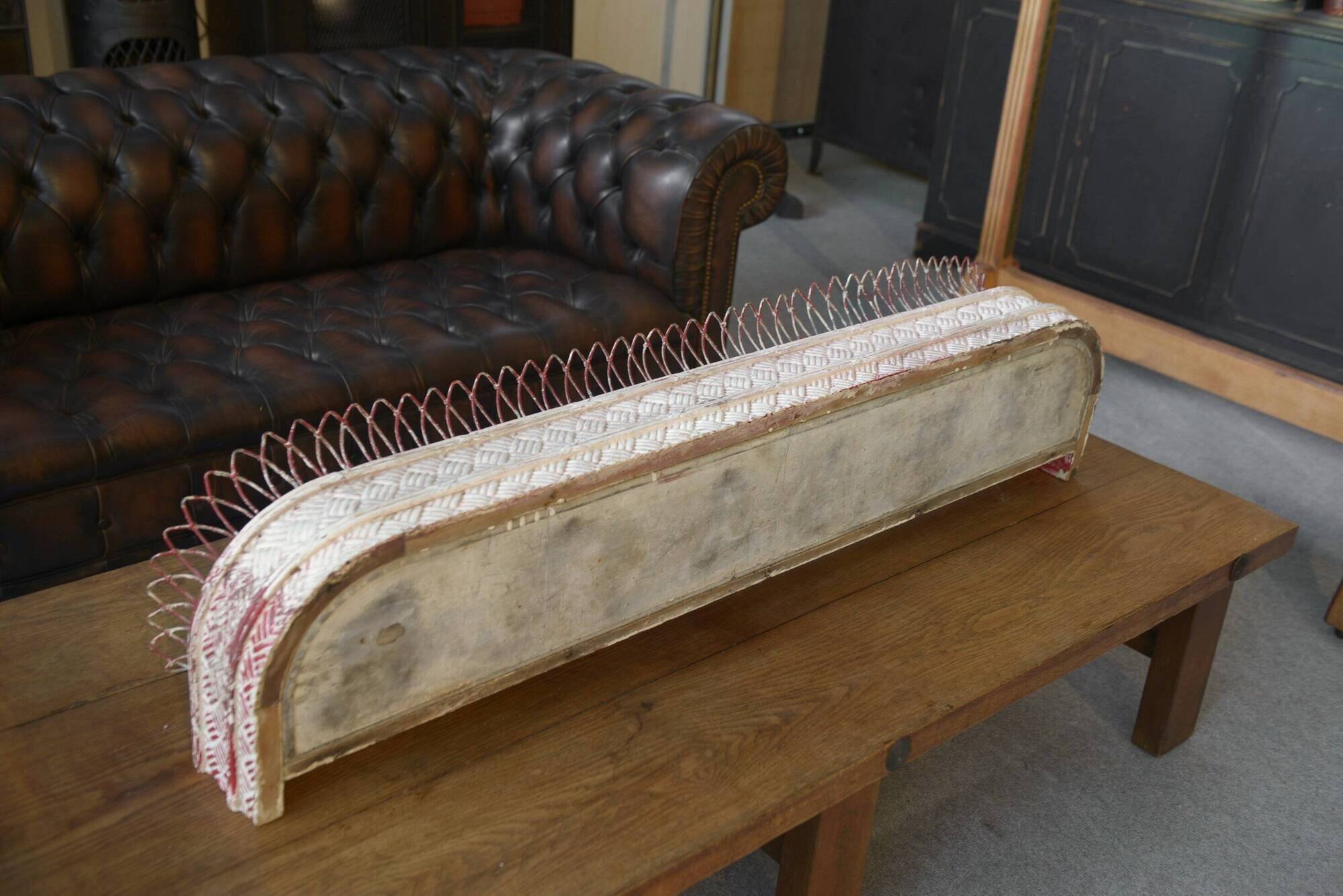 Long zinc and wood planter with a white patina from the early 20th century.