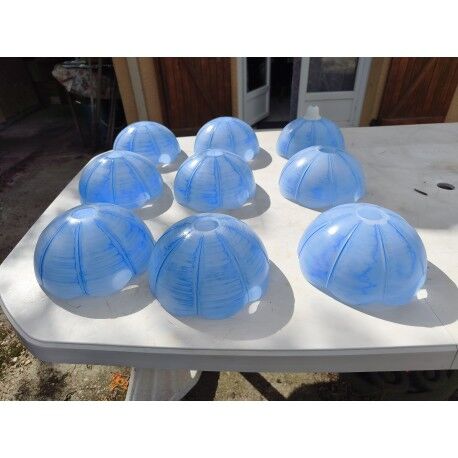Set of 9 vintage blue opaline glass pendants