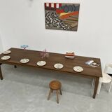 Table de ferme "Dark Brown" en chêne massif 300 X 90 cm