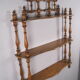 Napoleon III wall shelf in asian bamboo-style blond wood with 3 XIX trays