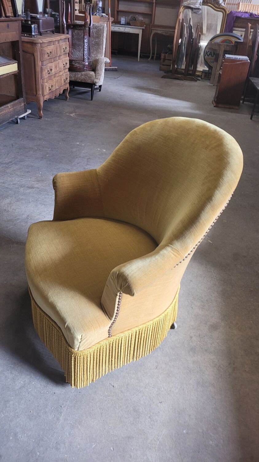 Toad armchair velvet period Napoleon III 19th