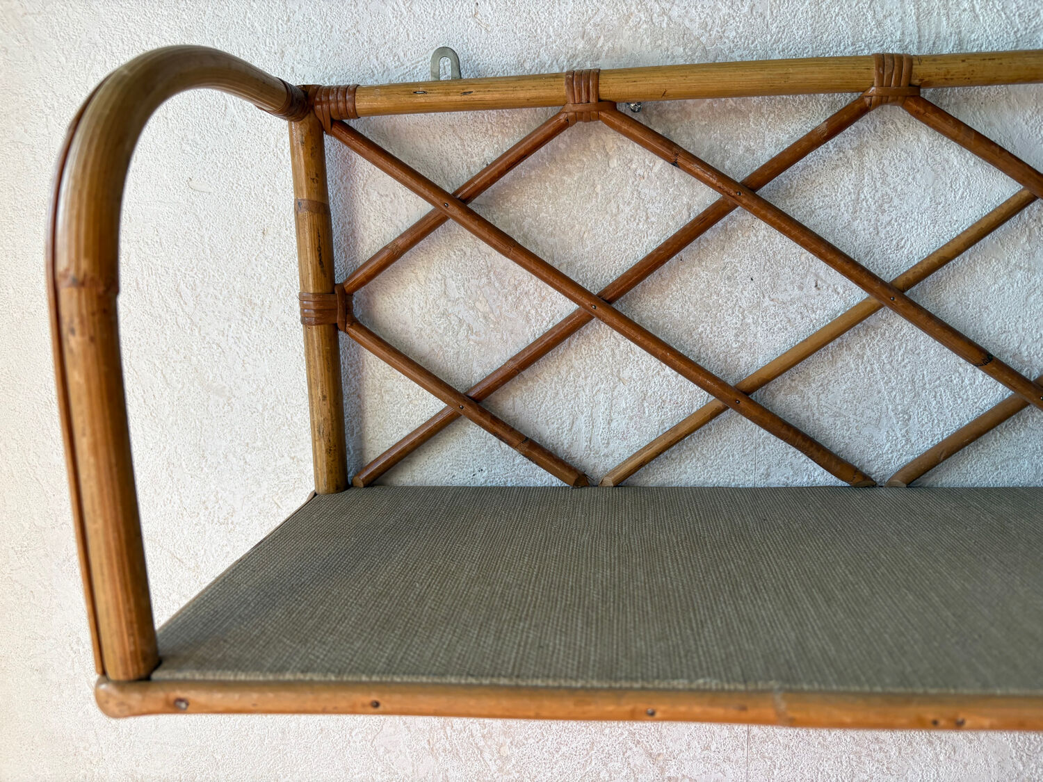 Vintage rattan wall shelf
