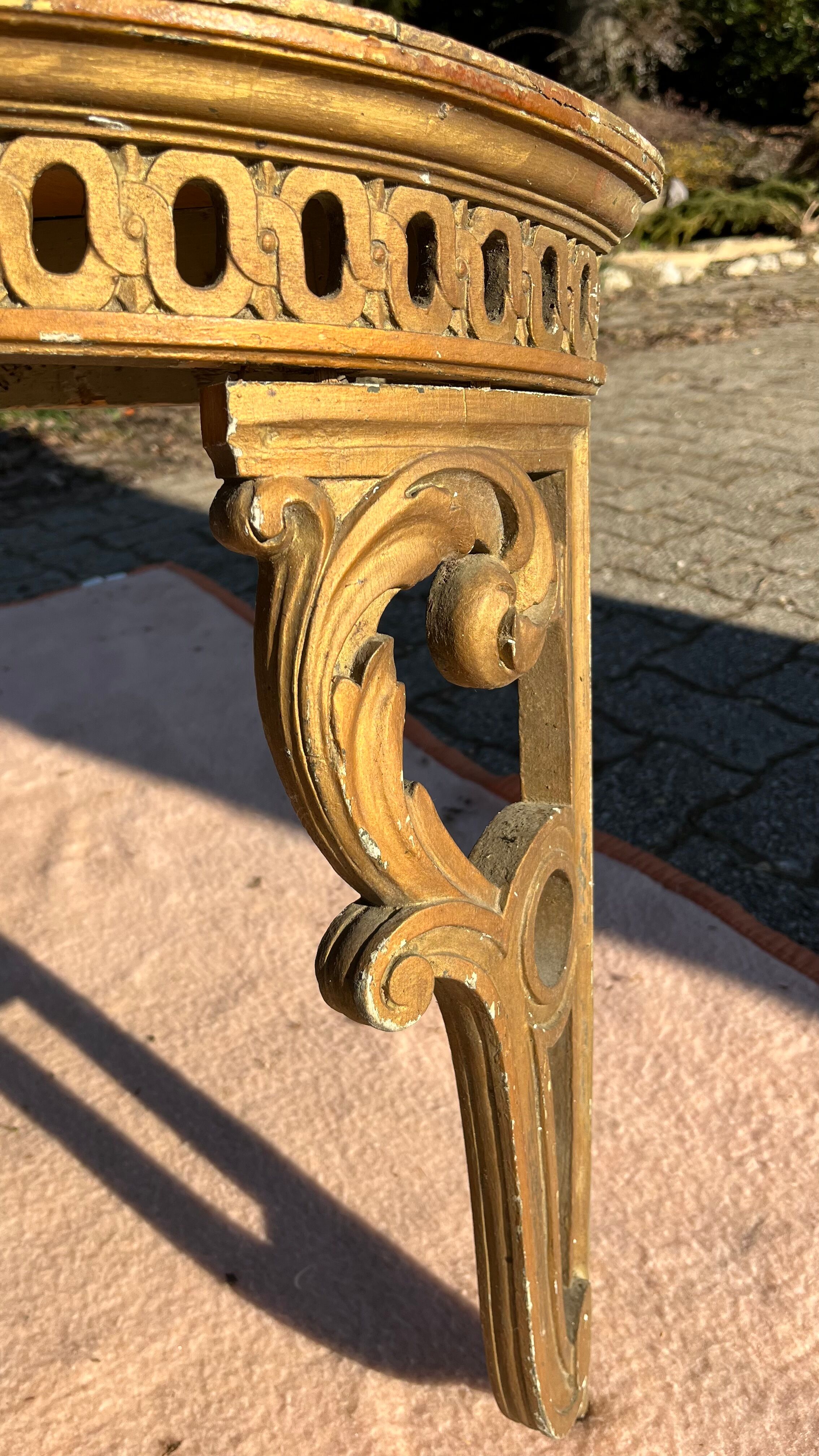 Console demi lune bois doré