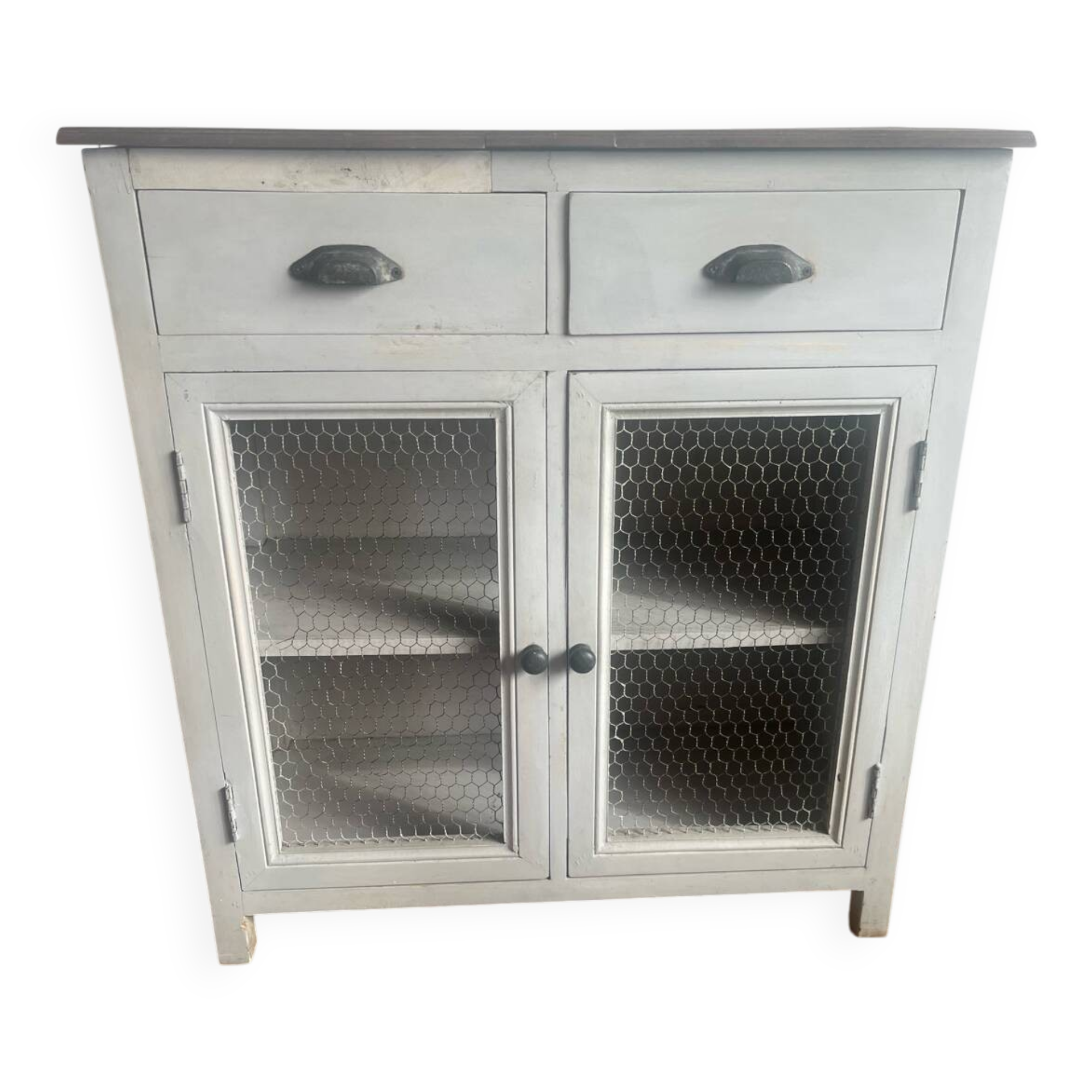 Grey-blue Parisian sideboard with a mesh door.