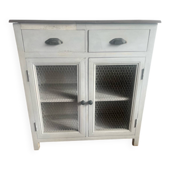 Grey-blue Parisian sideboard with a mesh door.