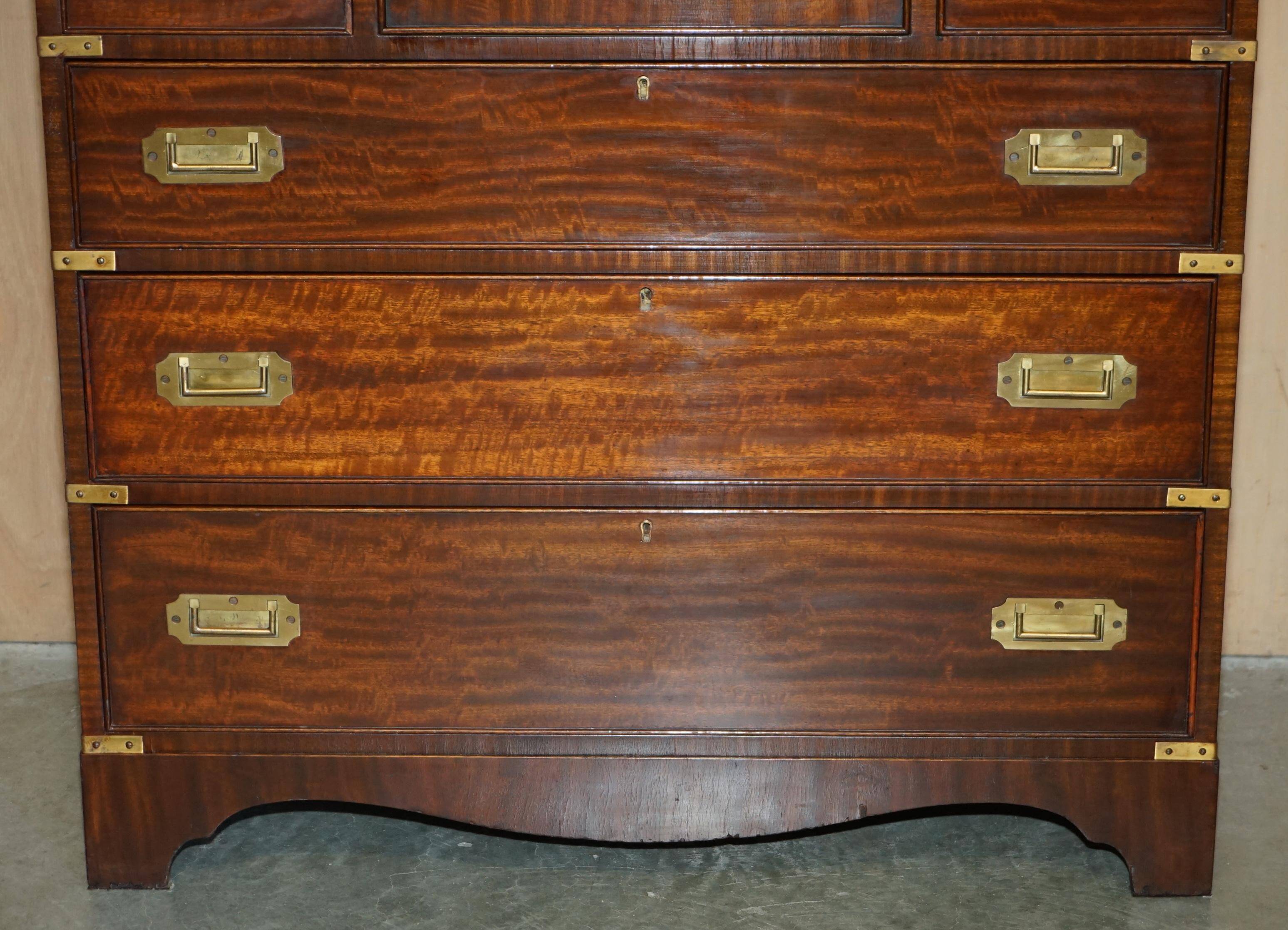 Vintage military commode FINE hardwood, brass and leather.