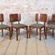 Art Deco Dining Set in Beech, Spruce and Walnut Veneer, Czech, 1920s, Set of 5