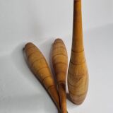 Set of three vintage juggling clubs in turned wood