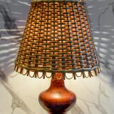 Wooden table lamp and rattan lampshade